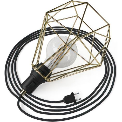Creative Cables - Câble multiprise - Lampe à brancher avec abat-jour cage en losange (1/4)