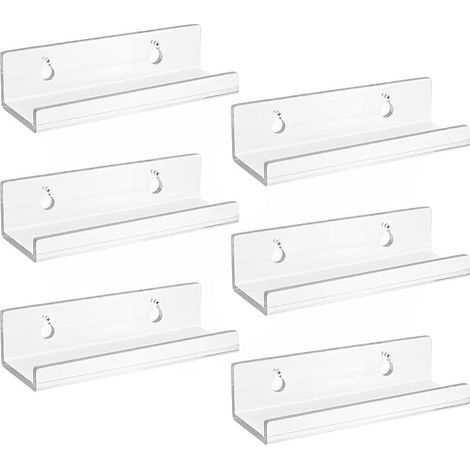 Set di 6 porta vinili da parete in acrilico trasparente, mensole trasparenti, piccole mensole da parete, mensole da parete sospese per vinili, cartelli, foto, libri (1/5)
