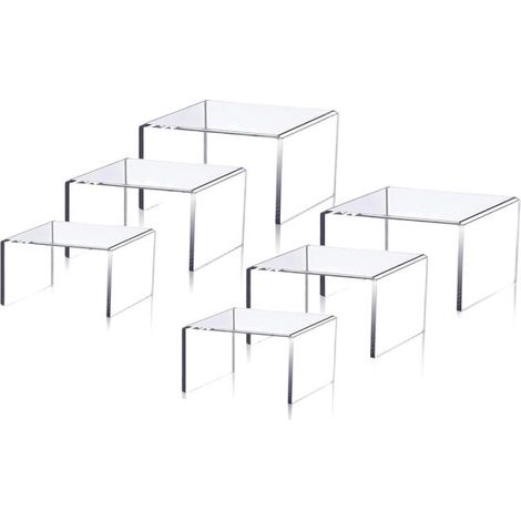 Set di 6 supporti espositivi in acrilico, rialzi, mensole in stile cristallo, supporti per cupcake/dessert/caramelle/profumi, supporti per statuette da collezione (1/5)