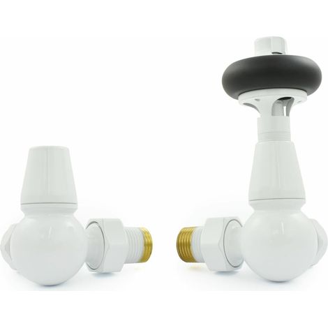 West Faringdon Corner Thermostatic Radiator Valve and Lockshield - White (1/5)