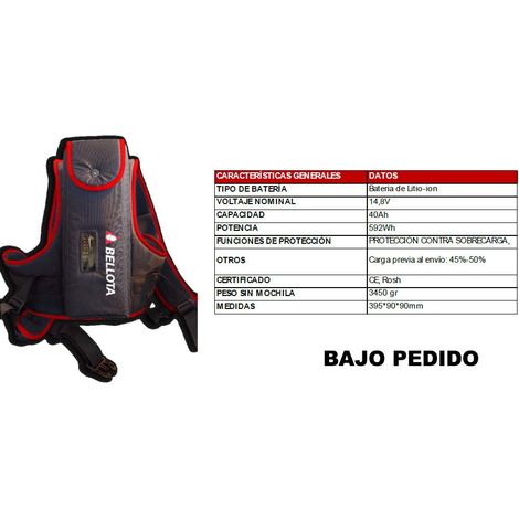 BELLOTA BATERIA MOCHILA ARNES ESPALDA LITIO PARA VA1PRO=VABAT599