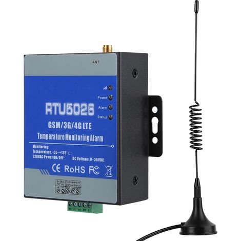 Système d'alarme de température avec alerte SMS GSM, télémétrie, assistance à la mesure et télécommande (UE 100-240V) (1/5)