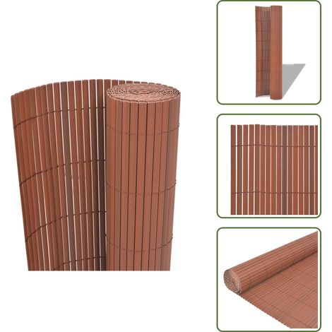 The Living Store Valla de jardín de doble cara marrón PVC 90x300 cm - Valla de PVC