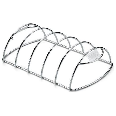 Weber Supporto per Costine, Tiene Fino a 5 Stecche di costolette, in Acciaio Inossidabile Antiaderente, Lavabile in lavastoviglie, Adatto a Tutti i BBQ - Argento(6605) (1/4)