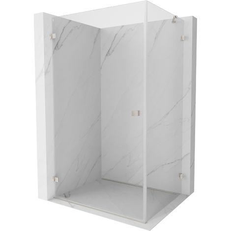 Mexen Lunar-B cabina doccia con porta a battente sinistra 100 x 90 cm, trasparente, nichel spazzolato - 832-100-090-97-00-L (1/5)