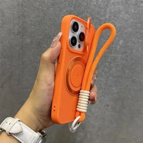 Étui magnétique pour téléphone avec support d'objectif (iPhone 17 Pro Max orange)