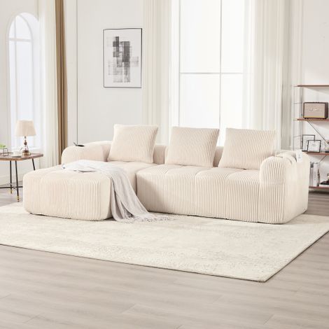 Set di divani modulari in velluto a coste - Chaise longue e divano a 2 posti - Per soggiorno, ufficio, camera da letto