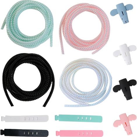 Protection Cable Lapin - Gaine Spirale Flexible 1.4M avec Attache - Cache Souple Electrique pour Câble de Téléphone Portable (1/5)