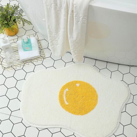 Paillasson Motif d'œuf poché tidérapant pour décoration d'intérieur, salon, chambre à coucher, salle de bain, tapis d'intérieur lavable en machine, 50 x 80 cm (1/5)