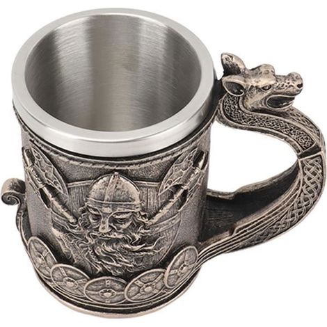 Chope à bière - - Viking - Acier inoxydable - Résine - Vintage grande capacité Femeo (1/4)