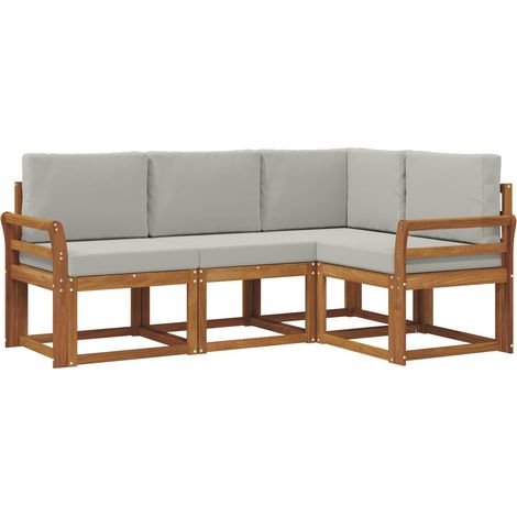 Set di divani da esterno 4 pz Grigio Naturale e Chiaro vidaXL (1/5)