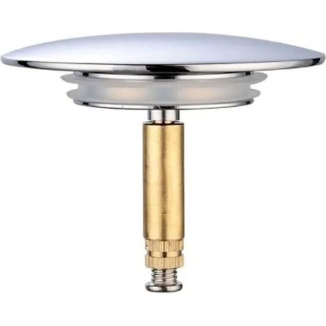 Tappo per vasca, Ø 70 mm, con doppia guarnizione, regolabile in altezza, tappo universale per vasca, rubinetto per lavabo, ottone temprato con finitura cromata, scarico per vasca antiruggine -Crezuo