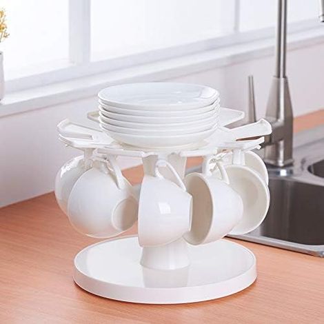 Support rotatif à 360 ° pour tasses à café, tasses à thé et soucoupes, pour la maison, la cuisine, le bureau, le bar (1/4)