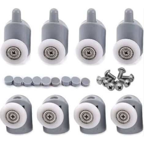 8 rotelle doppie regolabili per porta doccia, ruote per box doccia per bagno, 25 mm, 5 superiori e 5 inferiori - Crezuo (1/4)