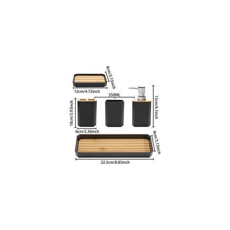 Ensemble d'accessoires de Salle de Bain 5 pièces,Cadeau d'accessoires de Salle de Bain, Distributeur/Porte-Savon, bohème, décoration Moderne (Noir) (1/4)