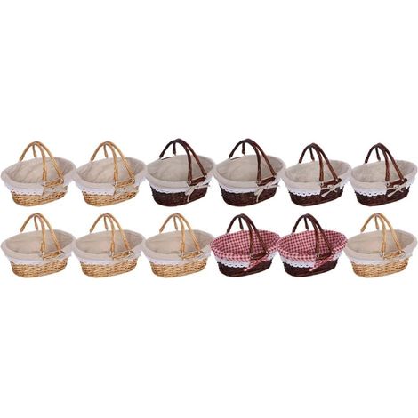 Panier de rangement en corde de coton tissé à la main avec poignées pour linge, jouets, décoration de chambre d'enfant, multicolore, 38 x 28 x 17 cm (marron et rouge-S) (1/5)