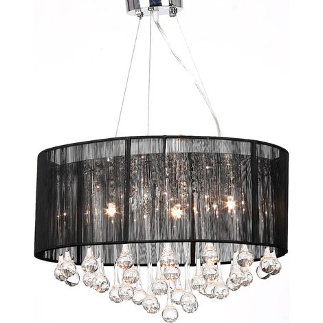 Lustre en cristal royal design contemporain 45 x 50 cm éclairage chaleureux salon industriel en métal noir