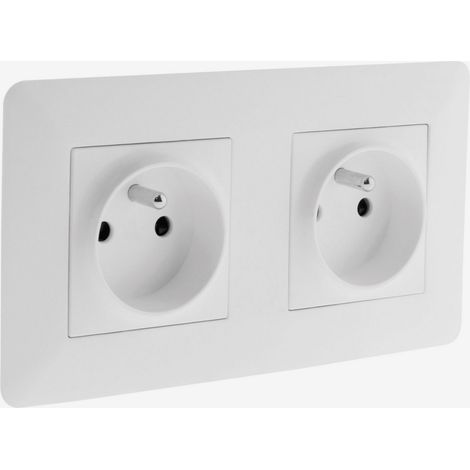 Zenitech – Double prise précâblée 2P+T 16A – Installation encastrée – Compatible double boîte – Bornes automatiques pour câblage rapide
