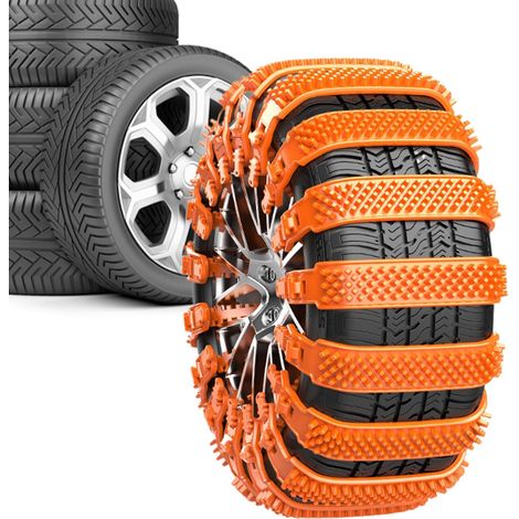 Verstellbare Schneeketten, geeignet für Autoreifen, Schneeketten für Winteraktivitäten, 8er-Packung, orange. (1/4)