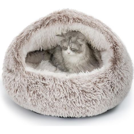 Round Cat Bed Plush Fabric Washable Cushion Non-Slip Bottom Living Room (1/5)