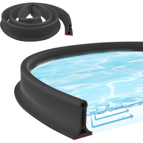 Barriere de Douche 2 M Barre de Seuil Douche Seuil de Douche Barrage d'eau Autocollante Seuil de Douche Silicone Anti-débordement pour Douche sans Cadre et Cuisine (Noir) (1/5)