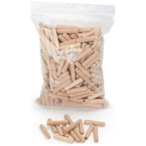 400 pcs de cheville bois 8 mm x 50 mm - goujon bois de hêtre massif idéal pour fraise à bois - convient pour gabarit de percage/guide de percage (1/5)