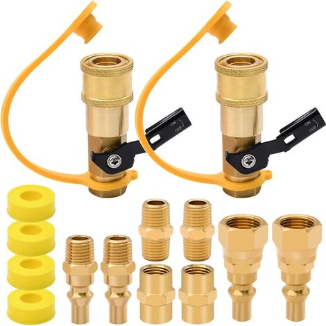 14 pièces raccords rapides propane 1/4 pouce adaptateur RV 3/8 flare NPT mâle femelle union de tuyau (1/5)