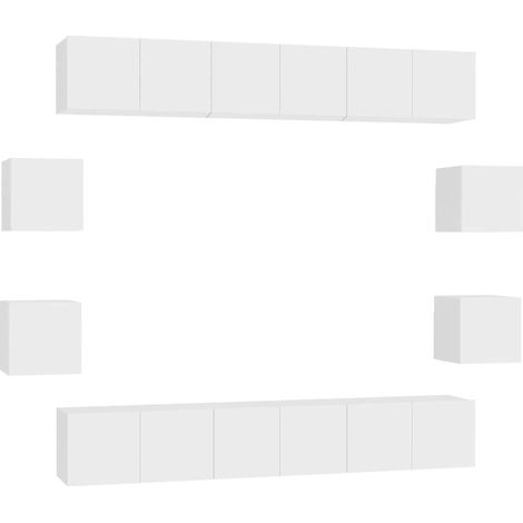 Maison Exclusive - Set Mobili Porta TV 10 pz Bianco in Legno Multistrato (1/5)