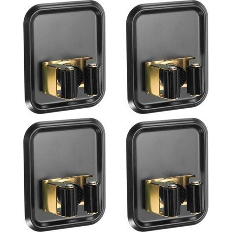 Lot de 4 supports muraux pour balais et serpillères en acier inoxydable 304, autocollants, adaptés à la salle de bain, à la buanderie, à la chambre à coucher, noir (1/4)