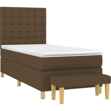 Giroletto a Molle con Materasso Marrone Scuro 90x190cm Tessuto vidaXL (1/4)