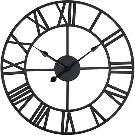 Orologio da parete traforato in stile retrò-moderno, silenzioso, nero, 40 cm, perfetto per soggiorno, cucina e ufficio.