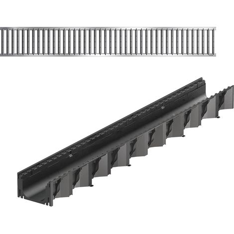 ACO Self ® Entwässerung Baukasten Rinnenelement Hexaline mit Stegrost Stahl vz. 1 m