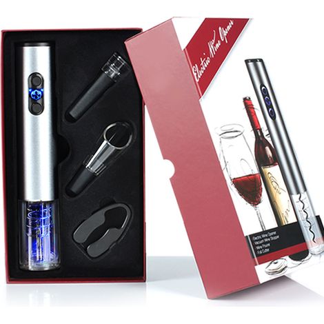 Ouvre-bouteille électrique, ouvre-bouteille automatique, tournevis à vin (coffret cadeau de quatre pièces avec piles) (1/5)