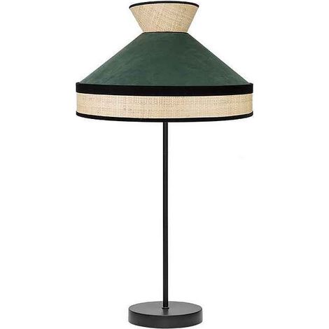 Lampada da Tavolo Alto Fabrizio 1xe27 Naturale/Verde Bottiglia 61x30x30 Cm (1/2)