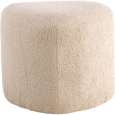 Pouf Tissu Bouclette "Peg" 46cm Beige (1/5)