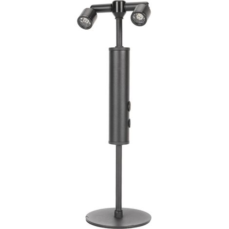Projecteur de table/bar sur pied à LED, protection oculaire, interrupteur tactile, lumière blanche, double tête, lampe de lecture décorative, prise US 120 V (1/5)