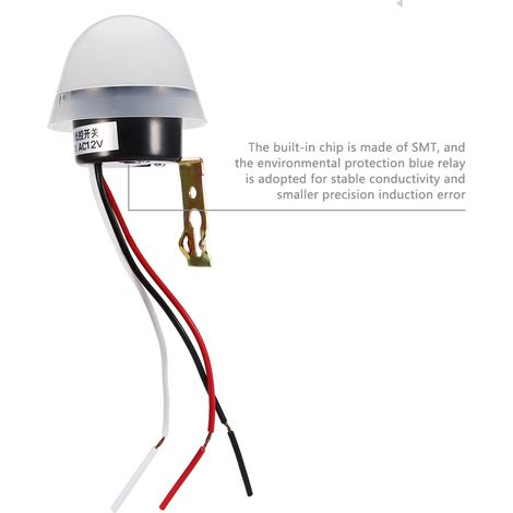 Détecteur De Lumière Photocell 12V/220V avec Relais SMT pour Lumière Street Commutateur Sensor ABS Noir (1 Unité) 11x7cm Contrôle Automatique Auto On Off (1/5)