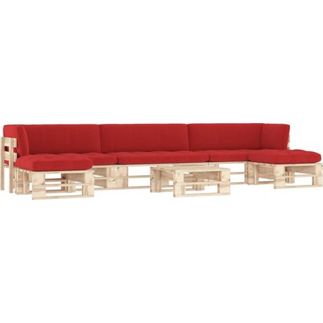 Salon de jardin palette 6pcs avec coussins Bois de pin imprégné (1/5)