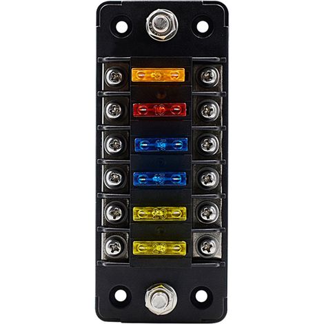 Boîtier à Fusibles - 6 Voies - 32 V - 75 A Entrée - 20 A Par Circuit - Pour Voiture SUV Camping-Car Bateau - 12 x 12 x 5 2 cm (1/5)