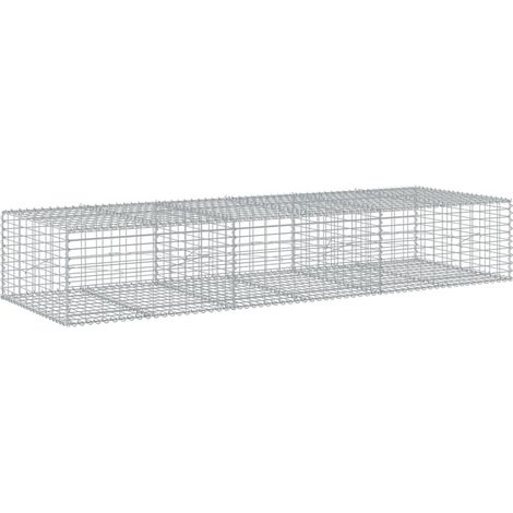 Gabbione a cesto recinto gabbia muro di contenimento con coperchio 300 x 100 x 50 cm ferro zincato argento 020040152