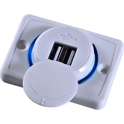 Prise USB 12 V, double port USB 12 V pour camping-car, chargeur de voiture USB 3,1 A, chargeur USB pour voiture, bus, camping-car, bateau (2 pièces)