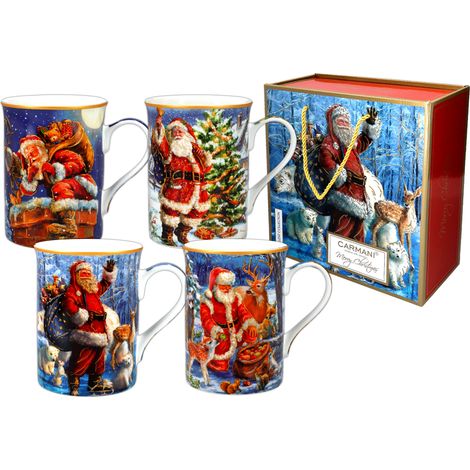 Juego de 4 tazas navideñas de Papá Noel. (1/5)
