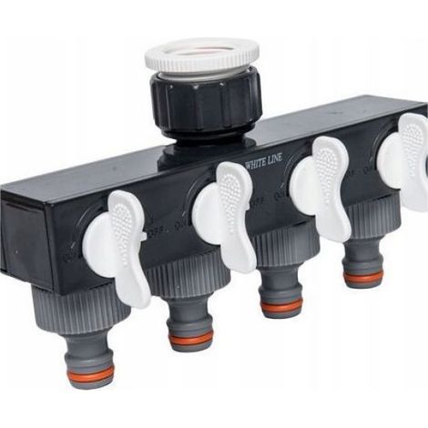 Raccord Rapide 4 Voies Avec Vannes - Distributeur Eau 1 Pouces - Pour Jardin Extérieur - 1 Pièce