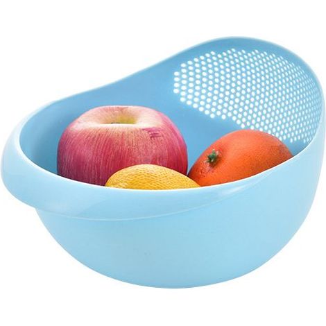 Tamis à riz Passoire en plastique Panier de vidange de cuisine avec poignée Bol de riz Passoire Passoire Panier Évier Vidange Outils de cuisine 1pcs Bleu (1/5)