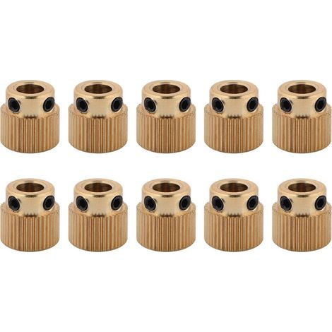 Engrenage d'extrudeuse MK8, accessoires d'imprimante 3D 10 pièces engrenage d'entraînement en laiton de haute qualité pour extrudeuse MK7 MK8 26/40 dents(40 dents). (1/5)