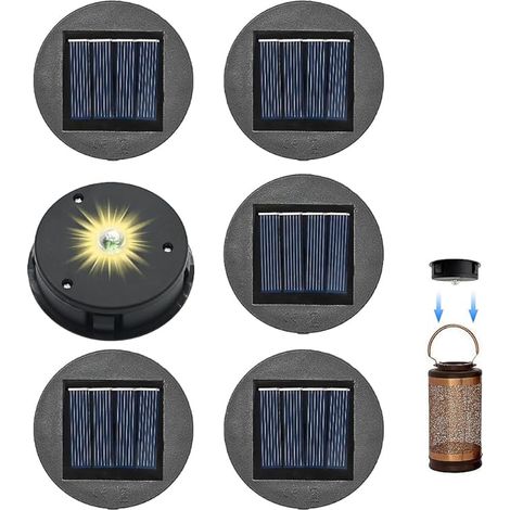 Lampes Solaires De Rechange, 6 Pièces 8cm Lampe Solaire De Rechange Pour Lantern, Panneau Solaire Lanterne Couvercle De Rechange,Remplacement De Lumières Solaires Top Pour Extérieur Décoration (1/5)