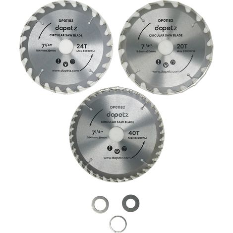 Dapetz ® TCT Circular Saw Blade 20,24,40" 3Pc 184mm 80T Teeth Fine Cut for Wood Ceramic Tile Veneer Blade Fits Evolution Bosch Makita Etc. for Aluminium Laminate Hardwood (1/5)