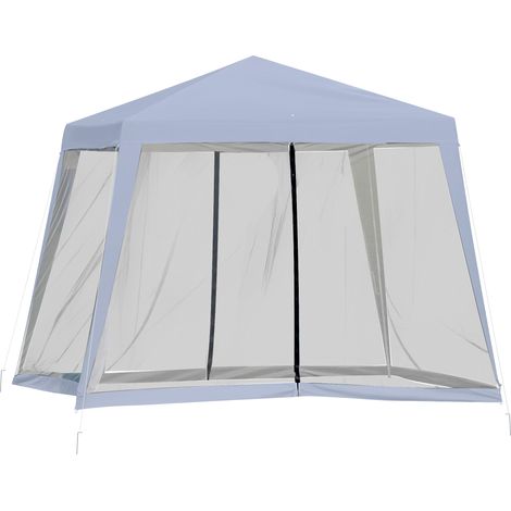 Carpa de jardín 3x3 m con 4 paredes laterales mosquitera cremallera protección UV impermeable gris (1/5)