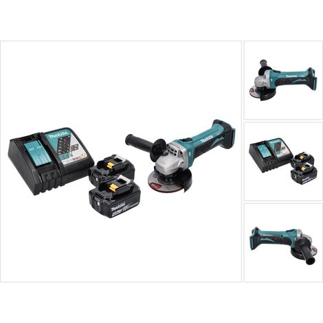 Makita DGA 452 RM Akku Winkelschleifer 18 V 115 mm + 2x Akku 4,0 Ah + Ladegerät