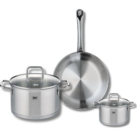 Ensemble de 1 Poêle de cuisson 24 cm et 2 faitouts 12 et 20 cm Elo Profi Citrin (1/5)